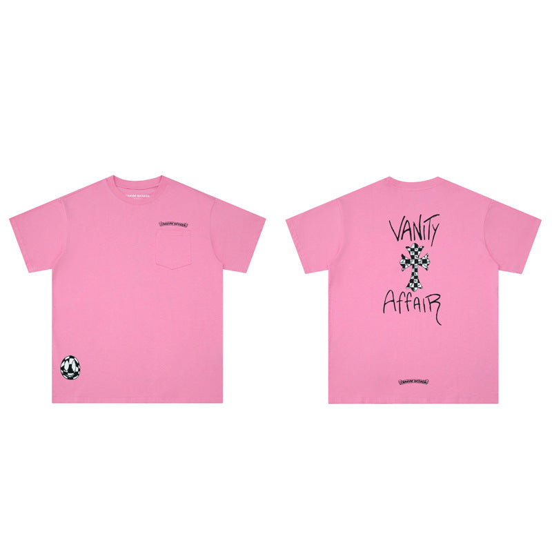 CHH Chrome Heart T Shirts Graffiti Cross Sanskrit Short Sleeve T-Shirt