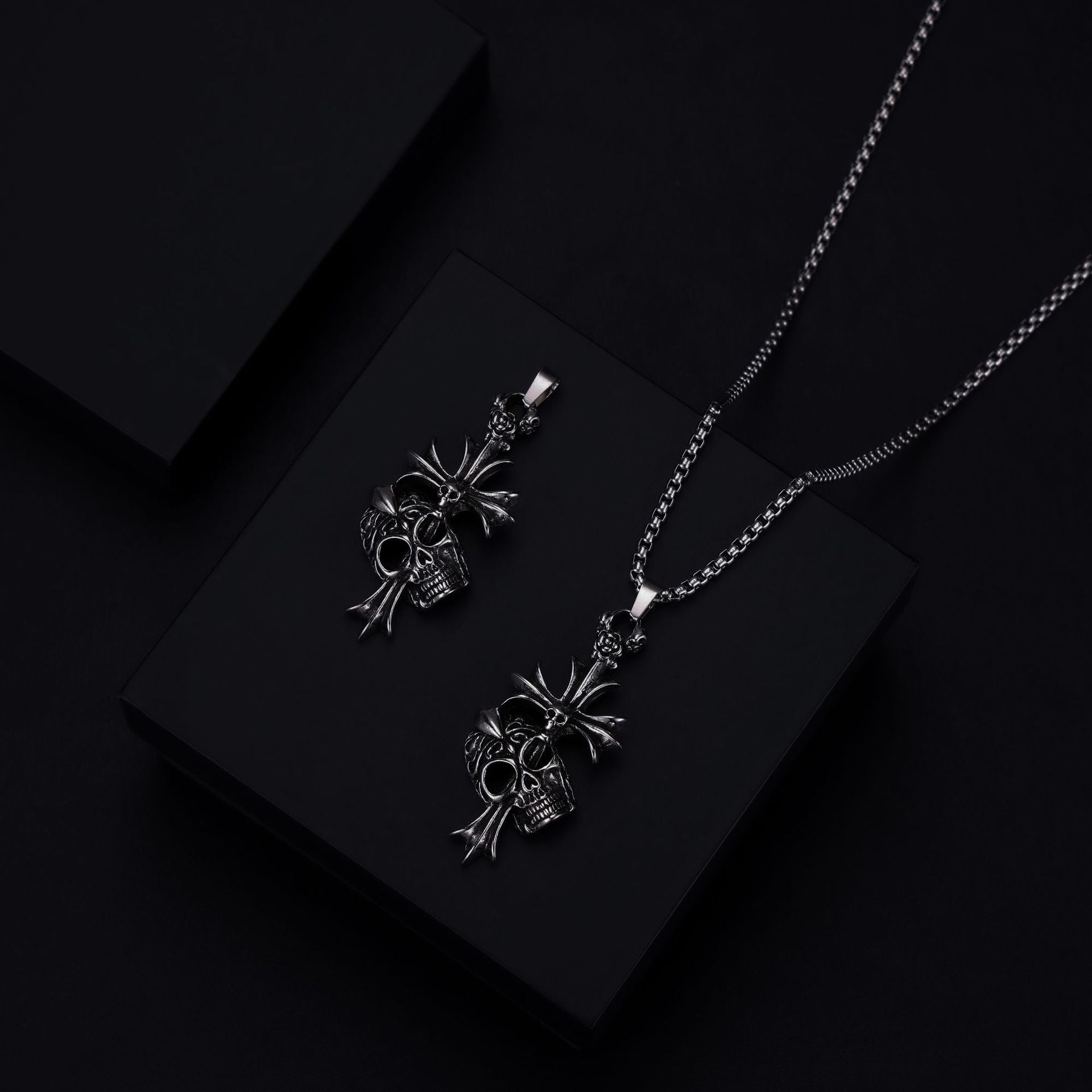 Chrome Hearts skull cross dark style stainless steel pendant