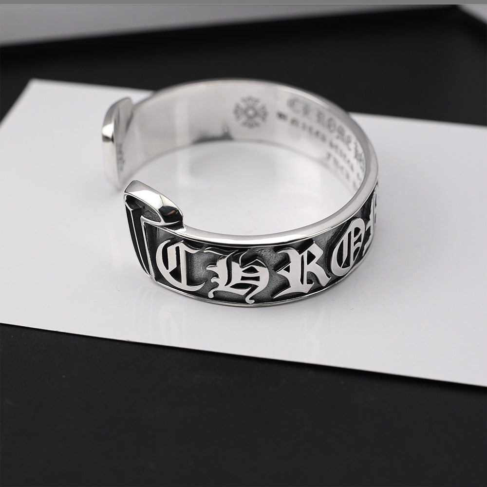 Chrome Hearts retro Scroll Label open bracelet