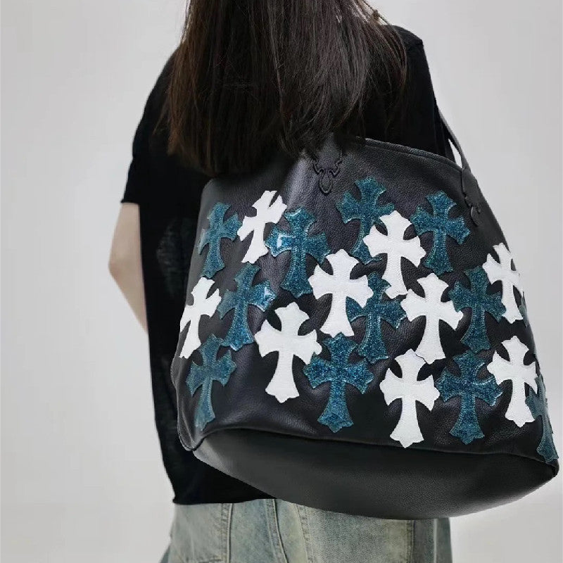 Chh Chrome Heart Leather Bag White Cross Leather