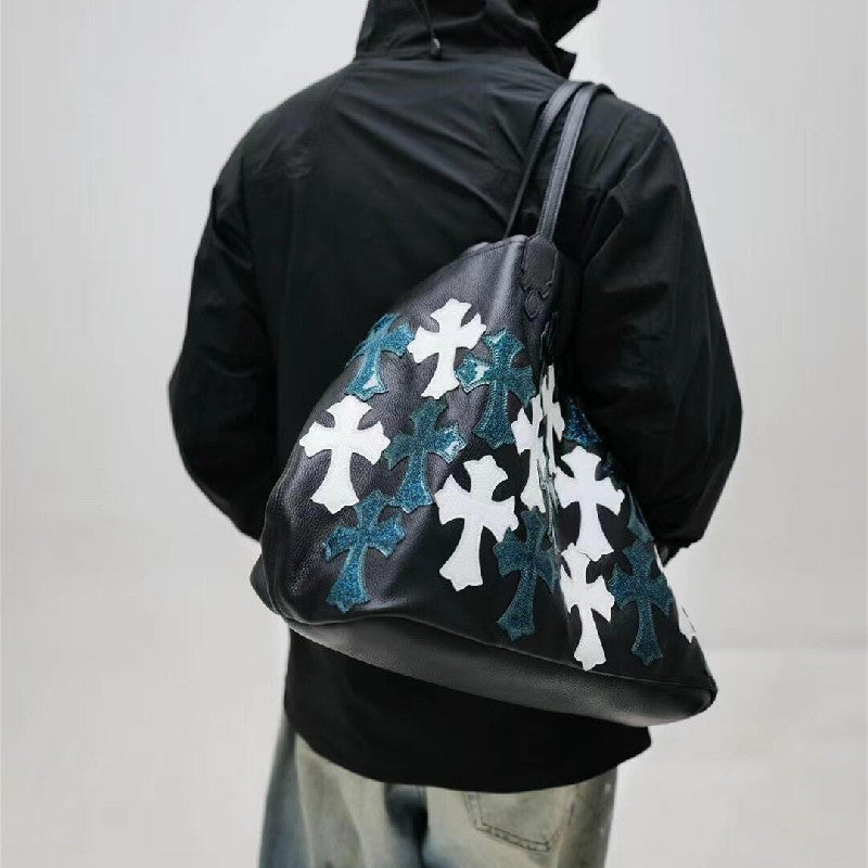 Chh Chrome Heart Leather Bag White Cross Leather