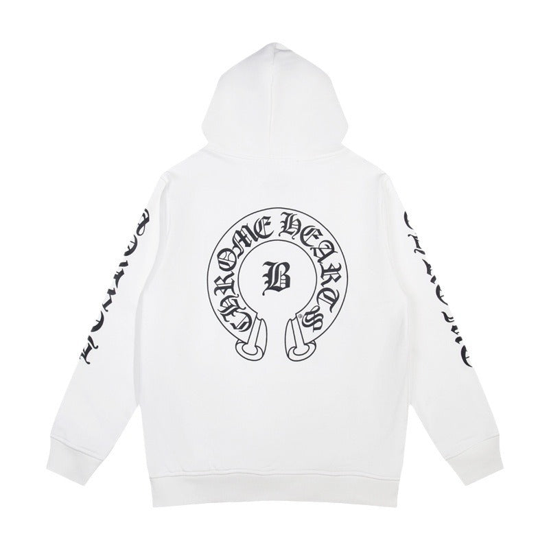 CHH Chrome Heart Hoodie Crowe Horseshoe Burning Cross Print Long Sleeve Sweater