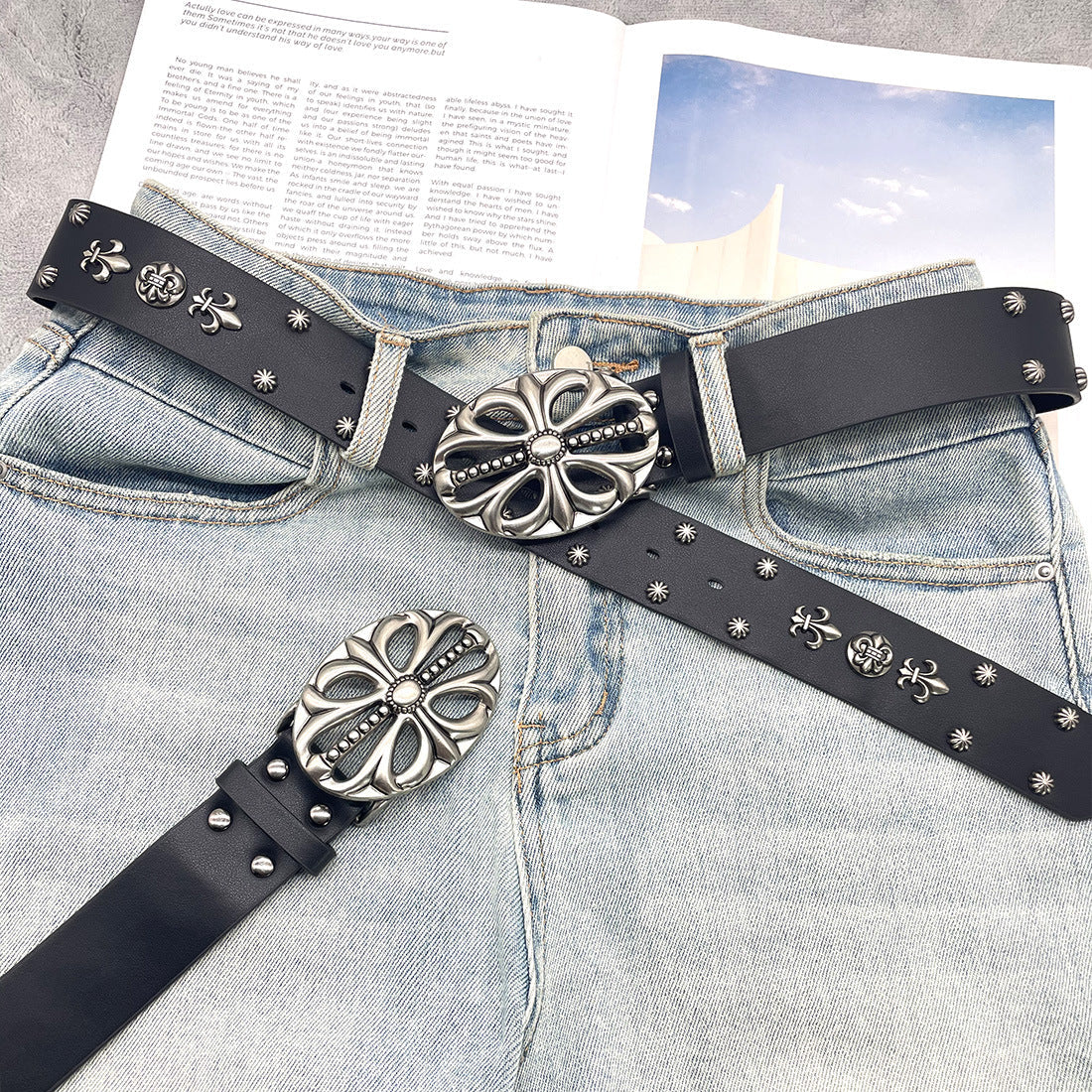Chh Chrome Heart Belt Vintage Cowboy Punk Skull