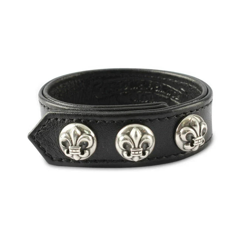 Chrome Hearts Cross Snap Leather Bracelet