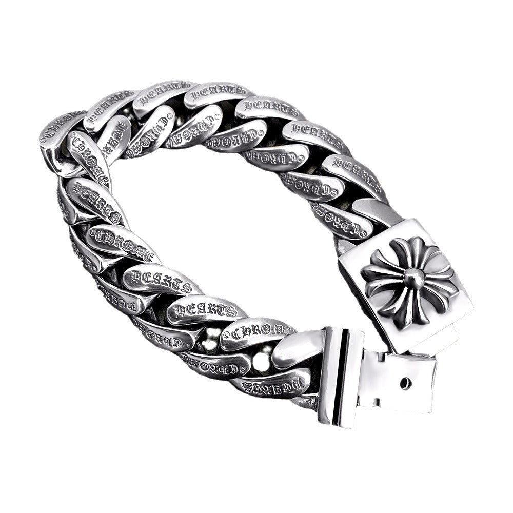 Chrome Hearts Retro Plus Cross Box ID Classica chain Bracelet 925 silver