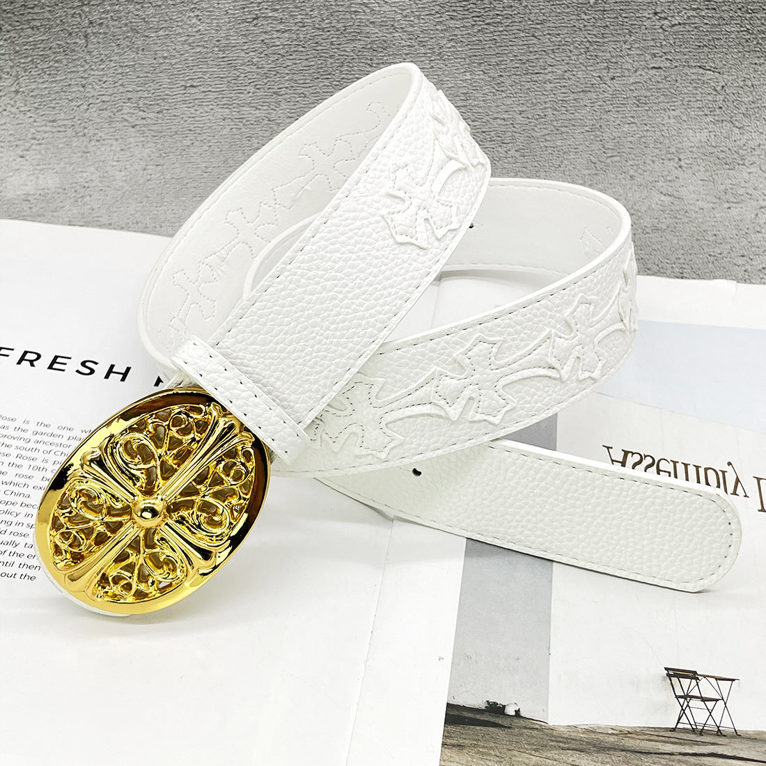 Chh Chrome Heart Belt Embroidery Belt Male