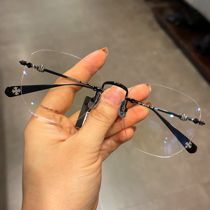 CHH Chrome Hearts Glasses Vintage Pure Titanium Frameless Perforated Ultra Light Frame