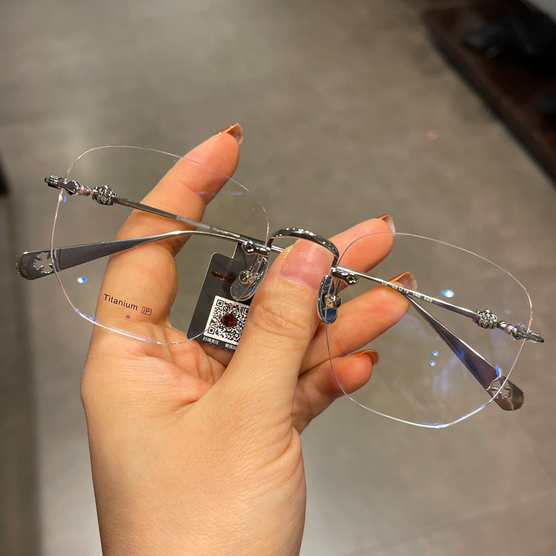 CHH Chrome Hearts Glasses Vintage Pure Titanium Frameless Perforated Ultra Light Frame