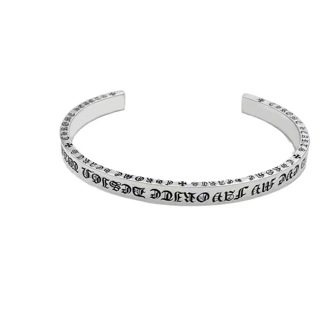 Chrome Hearts retro classic cross flower Scroll Label open bracelet
