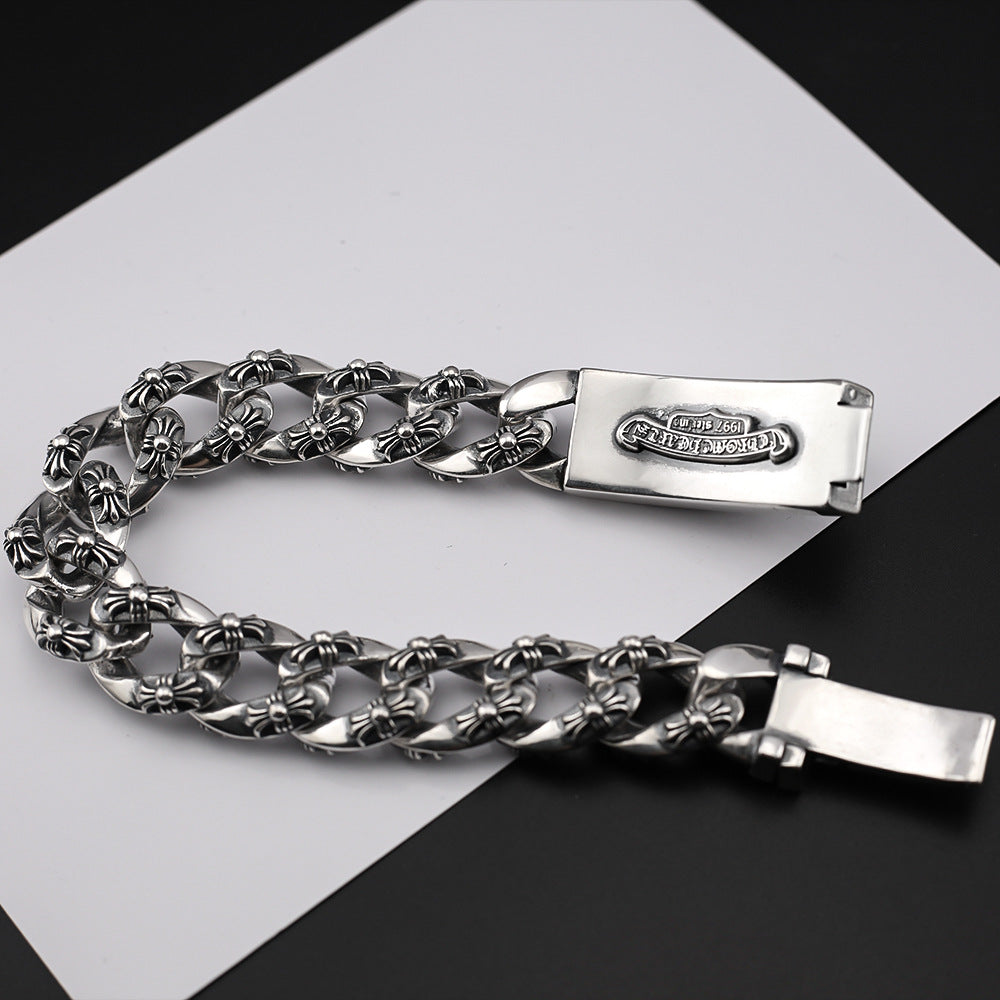 Chrome Hearts Floral cross heart ID bracelet